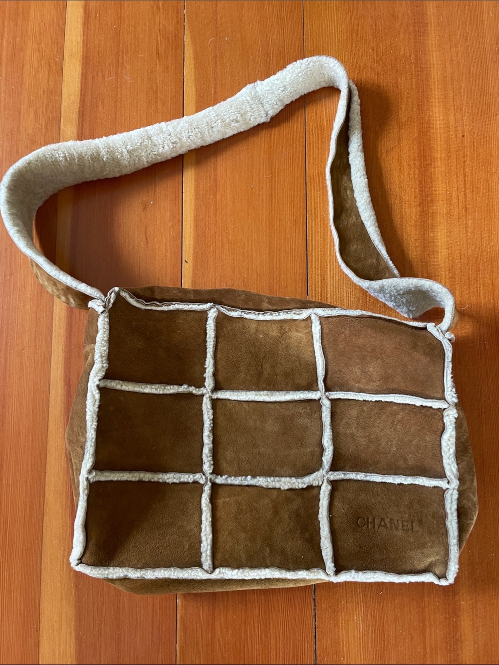 Chanel shearling shoulder bag